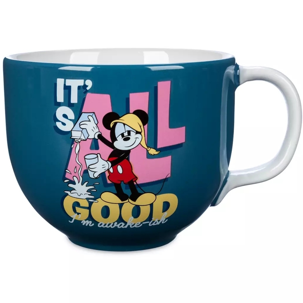 Disney Store Blue Mickey Mouse Morning Milk Large 19oz Mug NEW Rare